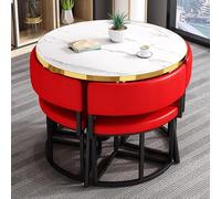 Ensemble de table de salle à manger ronde moderne pour 10,2 cm - Table à manger pour petits espaces - Bureau - Salle de conférence - Cuisine - Salon - Rouge