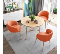 Ensemble de table de salle à manger ronde moderne pour 3 personnes - Table de cuisine compacte et élégante pour les petits espaces - Table basse parfaite pour le salon - Design tendance orange