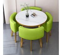 Ensemble de table de salle à manger ronde moderne pour 4 bureaux, réceptions et chaises, meubles d'hôtel, hall d'entrée, chambre à coucher, balcon, salon, table de café, couleur verte