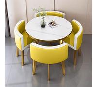 Ensemble de table de salle à manger ronde moderne pour 4 personnes avec 4 chaises, imitation marbre en bois de ferme, table de salle à manger, table de conférence pour salon