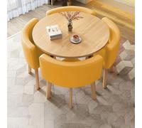 Ensemble de table de salle à manger ronde moderne pour 4 personnes avec chaises - Bureau compact, salle de conférence, solution élégante pour économiser de l'espace pour les petites cuisines et les