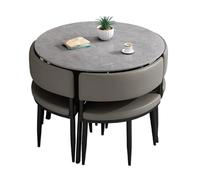 Ensemble de table de salle à manger ronde pour 4 personnes, 80 cm / 31.4in, table de conférence commerciale pour café et thé au lait, table de réception, négociation, gris