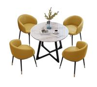 Ensemble de table de salle à manger ronde pour 4 personnes avec chaises, plateau en ardoise durable et support en acier au carbone, éponge de rebond haute densité confortable, parfait pour le bureau