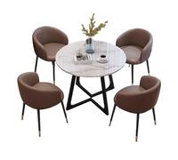 Ensemble de table de salle à manger ronde pour 4 personnes avec chaises, plateau en ardoise durable et support en acier au carbone, éponge de rebond haute densité confortable, parfait pour le bureau