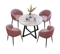 Ensemble de table de salle à manger ronde pour 4 personnes avec chaises, plateau en ardoise durable et support en acier au carbone, éponge de rebond haute densité confortable, parfait pour le bureau
