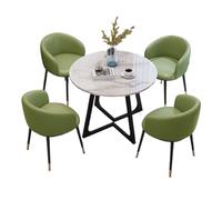 Ensemble de table de salle à manger ronde pour 4 personnes avec chaises, plateau en ardoise durable et support en acier au carbone, éponge de rebond haute densité confortable, parfait pour le bureau