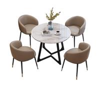 Ensemble de table de salle à manger ronde pour 4 personnes avec chaises, plateau en ardoise, support en acier au carbone, éponge à rebond haute densité, table de conférence, pour bureau, famille