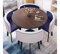 Ensemble de table de salle à manger ronde pour 4 personnes avec chaises, style rustique moderne, parfait pour bureau, conférence, salon - Couleur marron, design peu encombrant, durable et élégant