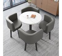 Ensemble de table de salle à manger ronde pour 4 personnes - Chaises en cuir avec pieds en métal - Table de négociation élégante et table de cuisine - Design compact