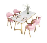 Ensemble de table de salle à manger ronde pour 4 personnes - Design Iron Art Placage imitation marbre poli lisse et confortable Petite table de conférence pour bureau et salon (100 x 60 x 70 cm)