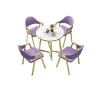 Ensemble de table de salle à manger ronde pour 4 personnes en planche haute densité avec dessus en imitation marbre, table de réception élégante au design moderne pour réunions et rassemblements