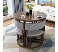 Ensemble de table de salle à manger ronde pour 4 personnes - Table de cuisine moderne peu encombrante avec chaises en tissu, parfaite pour la maison, le bureau, les cafés et les zones de réception