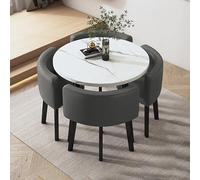Ensemble de table de salle à manger ronde pour 4 personnes - Table et chaises compactes pour petit déjeuner, cuisine, bar, table et chaises pour petits espaces, idéal pour le bureau et la salle de