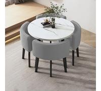 Ensemble de table de salle à manger ronde pour 4 personnes - Table et chaises compactes pour petit déjeuner, cuisine, bar, table et chaises pour petits espaces, idéal pour le bureau et la salle de