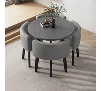 Ensemble de table de salle à manger ronde pour 4 personnes - Table et chaises compactes pour petit déjeuner, cuisine, bar, table et chaises pour petits espaces, idéal pour le bureau et la salle de