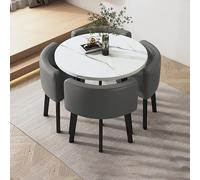 Ensemble de table de salle à manger ronde pour 4 personnes - Table et chaises compactes pour petit déjeuner, cuisine, bar, table et chaises pour petits espaces, idéal pour le bureau et la salle de