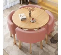 Ensemble de table de salle à manger ronde pour 4 personnes - Table et chaises compactes pour petit déjeuner, cuisine, bar, table et chaises pour petits espaces, idéal pour le bureau et la salle de