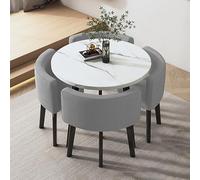 Ensemble de table de salle à manger ronde pour 4 personnes - Table et chaises compactes pour petit déjeuner, cuisine, bar, table et chaises pour petits espaces, idéal pour le bureau et la salle de