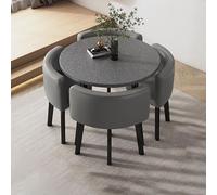 Ensemble de table de salle à manger ronde pour 4 personnes - Table et chaises compactes pour petit déjeuner, cuisine, bar, table et chaises pour petits espaces, idéal pour le bureau et la salle de