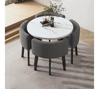 Ensemble de table de salle à manger ronde pour 4 personnes - Table et chaises compactes pour petit déjeuner, cuisine, bar, table et chaises pour petits espaces, idéal pour le bureau et la salle de