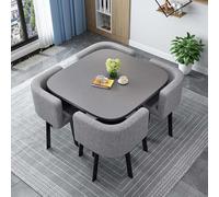 Ensemble de table de salle à manger ronde pour 4 petites tables de cuisine avec 4 chaises de 80 cm, idéal pour les espaces compacts, design moderne, parfait pour la salle à manger ou la cuisine