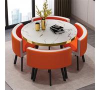 Ensemble de table de salle à manger ronde pour cuisine et bar - Ensemble de 5 pièces avec 1 table ronde et 4 chaises 80 x 75 cm, parfait pour les conférences et les réunions de famille