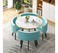 Ensemble de table de salle à manger ronde pour cuisine et petit déjeuner, 5 pièces avec 1 table ronde et 4 chaises, table de conférence 80 x 75 cm, design moderne