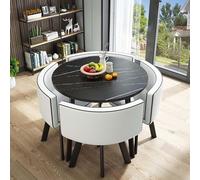 Ensemble de table de salle à manger ronde pour cuisine et petit déjeuner - Ensemble de 5 pièces avec 1 table ronde (80 x 75 cm) et 4 chaises - Parfait pour les réunions et les repas de famille