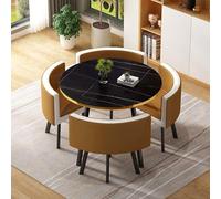Ensemble de table de salle à manger ronde pour cuisine et petit déjeuner - Ensemble de 5 pièces avec 1 table ronde (80 x 75 cm) et 4 chaises - Parfait pour une salle à manger de conférence ou un bar