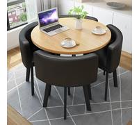 Ensemble de table de salle à manger ronde pour cuisine, patio, table de salle à manger en bois avec chaises, parfaite pour la salle à manger ou la réception