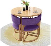 Ensemble de table de salle à manger - Table de cuisine ronde avec 4 chaises, table de réception de bureau, design peu encombrant, dossier, diamètre 80 cm