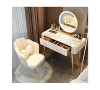Ensemble de Table de vanité éclairée avec tiroirs, Maquillage pour Femmes Filles, + tabourets rembourrés, 31,5 Pouces / 80 cm 39,5 Pouces / 100 cm de Taille de vanités de Salle avec Miroir