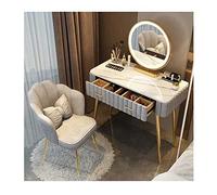 Ensemble de Table de vanité éclairée avec tiroirs, Maquillage pour Femmes Filles, + tabourets rembourrés, 31,5 Pouces / 80 cm 39,5 Pouces / 100 cm de Taille de vanités de Salle avec Miroir