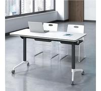 Ensemble de table d'entraînement pliable moderne avec roulettes verrouillables, bureau mobile pour conférences et ateliers, design peu encombrant, blanc