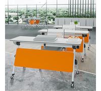 Ensemble de table d'entraînement pliable, table de réunion mobile avec roulettes verrouillables, bureau d'ordinateur rectangulaire pour conférences et événements