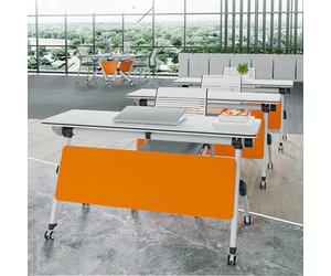 Ensemble de table d'entraînement pliable, table de réunion mobile avec roulettes verrouillables, bureau d'ordinateur rectangulaire pour conférences et événements