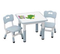 Ensemble de Table et 2 Chaise pour Enfants 1-7 Ans-SALUT -Dossier Ergonomique, pour Jouer,Dessiner,Etudier,60x60x60cm,bleu
