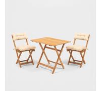 Ensemble de table et 2 chaises pliantes en bois pour jardin avec coussins Sarn 8
