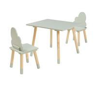 [en.casa] Ensemble de Table et 2 Chaises pour Enfants Set de Meubles avec Pieds Stables Coins Arrondis Design Nuage Confortable Scandinave pour Bricoler Lire Peindre Jouer Bois de Pin MDF Vert Menthe