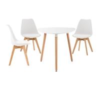 Ensemble de table et 3 chaises de salle à manger Libanera , Blanc