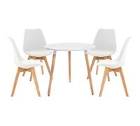 Ensemble de table et 4 chaises de salle à manger - CLP - Lansgar - Blanc - Style scandinave - Moderne