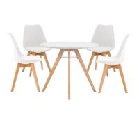 Ensemble de table et 4 chaises de salle à manger - CLP - Livik - Style scandinave et moderne - Blanc - Rond