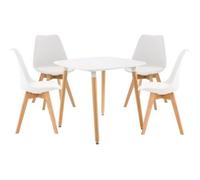 CLP Ensemble de salle à manger Liborg avec 1 Table et 4 chaises , Blanc Blanc