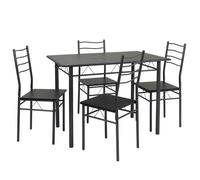 Ensemble de Table et 4 chaises pour Salle à Manger Lima Noir/Gris, Table 110 cm x 70 cm x 76 cm, Structure métallique