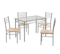 Ensemble de Table et 4 chaises Table à Manger 107 x 70 x 76 cm Confort Optimal Design Moderne en Verre trempé métal 20_0020792