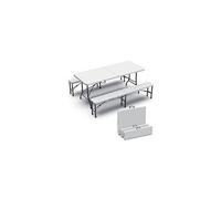 VOUNOT Ensemble de table et 2 bancs pliables 180 cm – HDPE – 8 places – Blanc