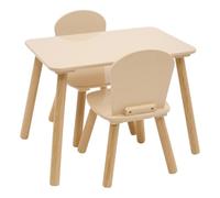 Ensemble de Table et Chaise Enfant Alex Beige - Plateau Résistant à l'eau - Mobilier de Chambre, Salle de Jeux - Fille et Garçon - Bois, Bords Arrondis (1 table + 2 chaises Beige)