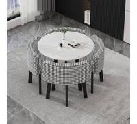 Ensemble de table et chaises de salle à manger et de bureau 4 pièces en coton et lin, table carrée et 4 chaises, pour cuisine, salon et coin détente