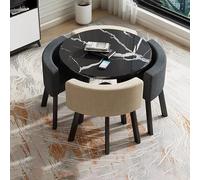 Ensemble de table et chaises de salle à manger et de bureau 4 pièces en coton et lin, table carrée et 4 chaises, pour cuisine, salon et coin détente