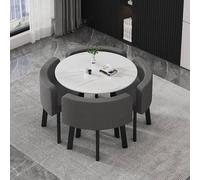 Ensemble de table et chaises de salle à manger et de bureau 4 pièces en coton et lin, table carrée et 4 chaises, pour cuisine, salon et coin détente